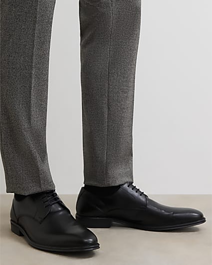 Black Wide Fit Leather Lace Up Shoes
