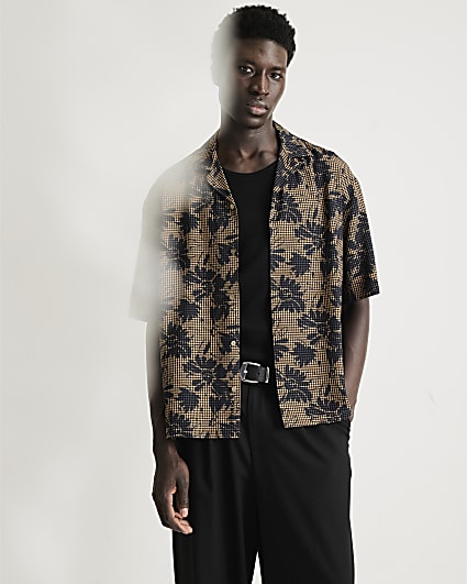 Brown RI Studio Floral Check Shirt