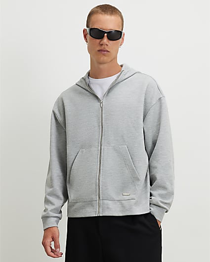 Grey Premium Oversized Fit Zipped Hoodie