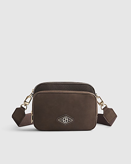 Brown Faux Suede Camera Bag