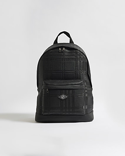 Black Check Embossed Backpack