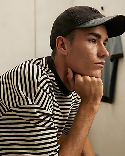 Brown Script Faux Leather Cap