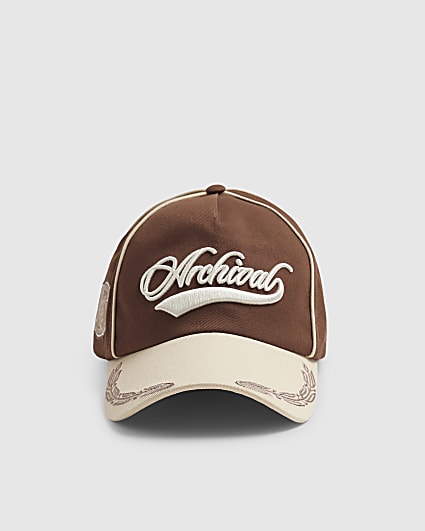 Beige Cotton Archival Collegic Cap