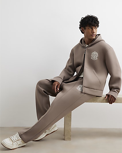 Beige Premium Regular Fit Baroque Joggers