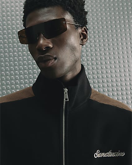 Black Zip Through Corduroy Sweatshirt