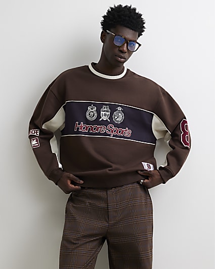 Brown Cotton Honore Sports Sweathshirt