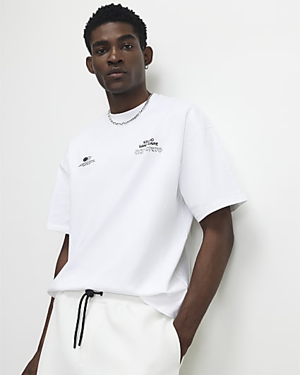 White Oversized Fit Cotton Sanctuaire T-Shirt