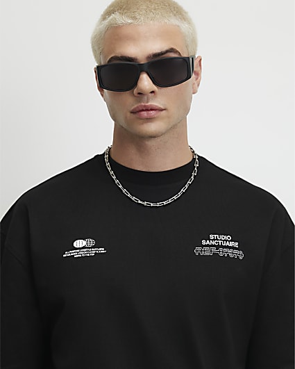 Black Oversized Cotton Sanctuaire T-Shirt