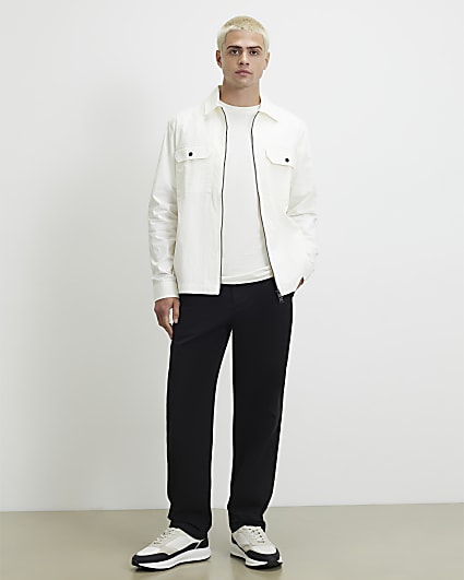 Black Cotton Blend Pull On Trousers