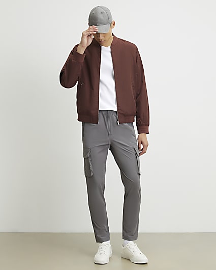 Grey Skinny Fit Cargo Trousers