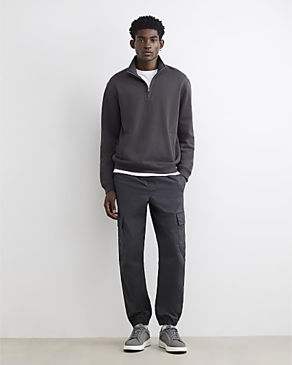 Grey Regular Fit Cargo Trousers