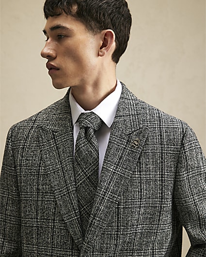 Black Monochrome Check Tie