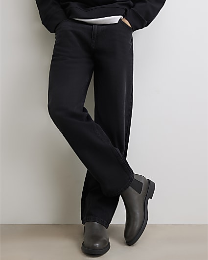 Grey Faux Leather Chelsea Boots