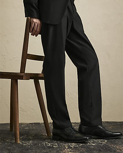 Black Faux Leather Derby Shoes