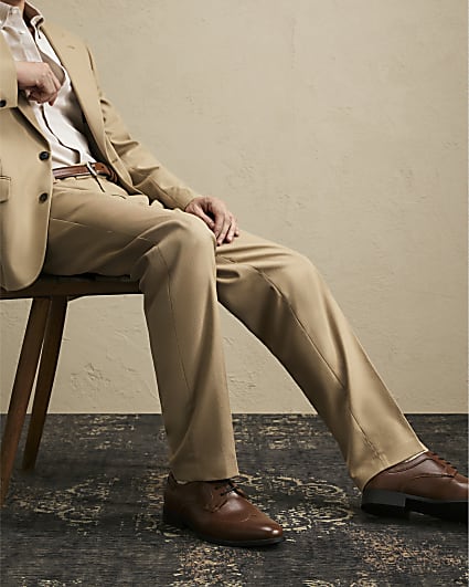 Brown Faux Leather Brogue Shoes