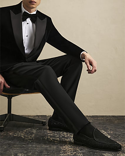 Black Embellished Loafers