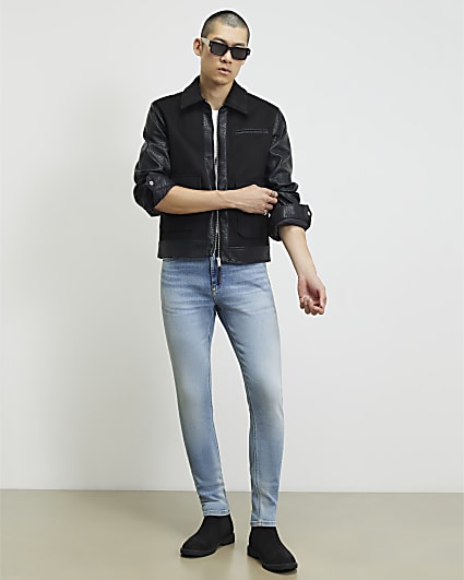 Blue Skinny Fit Washed Spray On Jeans
