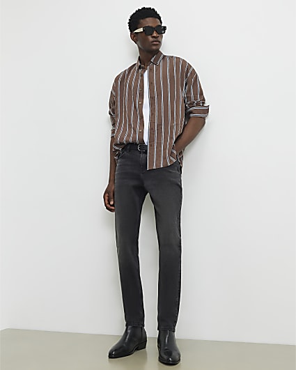 Black Skinny Fit Washed Jeans