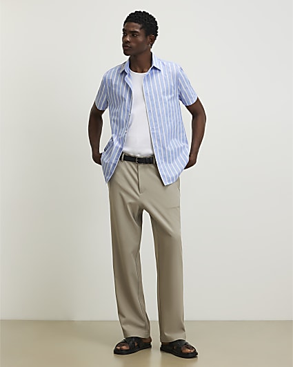 Blue Slim Fit Stripe Shirt