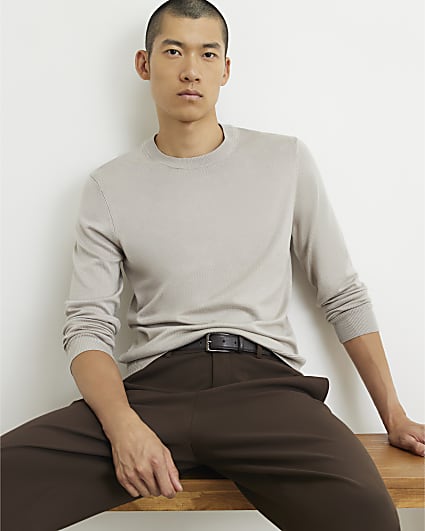 Beige Slim Fit Jumper