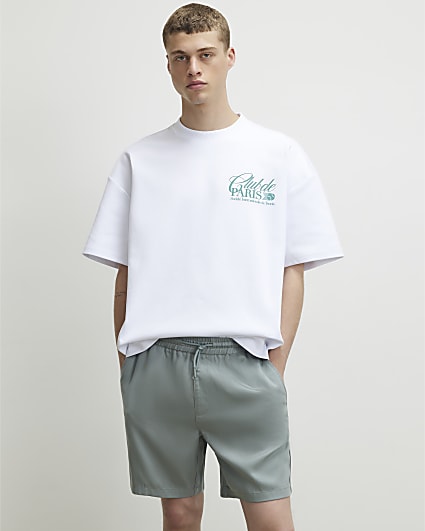 White Oversized Fit Club Paris Tennis T-Shirt