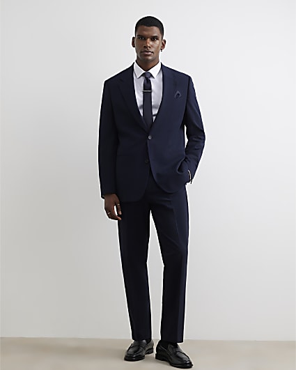 Navy Regular Fit Suit Trousers