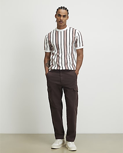 Pink Slim Fit Cotton Stripe T-Shirt