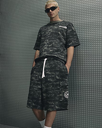 Black Camouflage Cargo Shorts