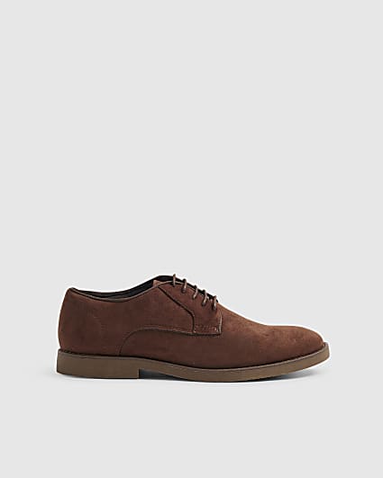 Brown Micro Fibre Derby Shoes