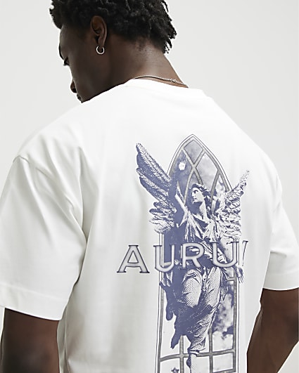 White Oversized Fit Aurum Angel T-shirt