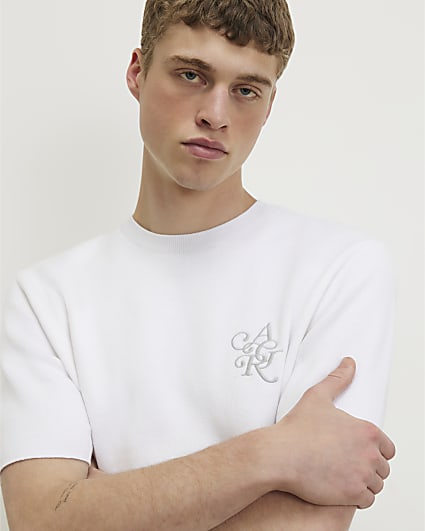 White Regular Fit Cotton Knitted T-Shirt