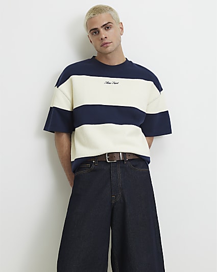 Navy Cotton Ame Saint Stripe T-Shirt