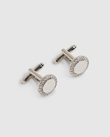 Silver Cubic Zirconia Cufflinks