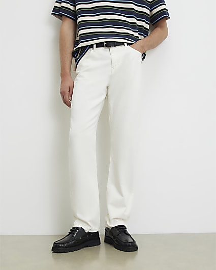 Cream Straight Leg Jeans