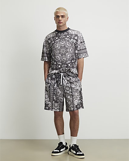 Black Oversized Sanctuaire Tapestry T-Shirt