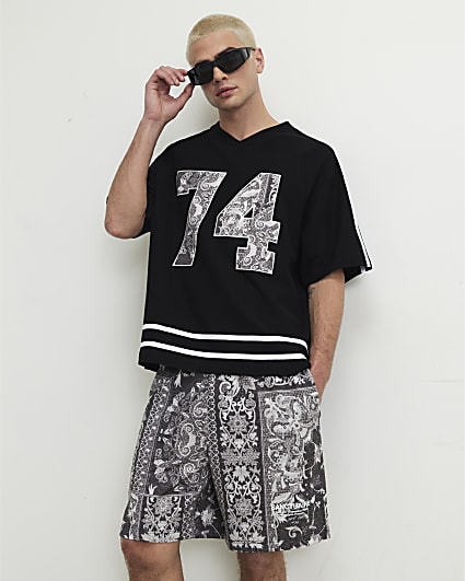 Black Oversized Fit Tapestry 74 T-Shirt