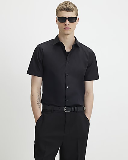 Black Slim Fit Short Sleeve Shirt