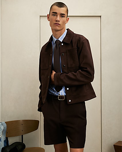 Brown Faux Suede Western Style Jacket