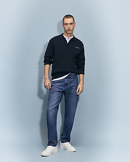 Blue Straight Leg Jeans