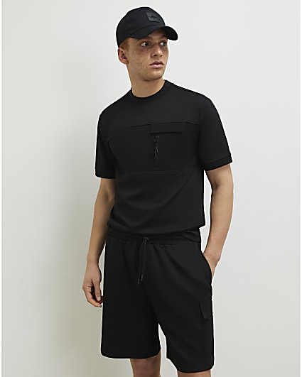 Black Slim Fit Nylon Pocket T-shirt