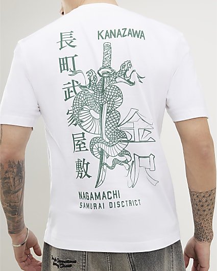 White Regular Fit Kanazawa Snake T-Shirt