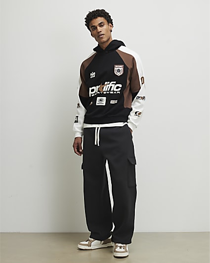 Black Wide Leg Cargo Joggers