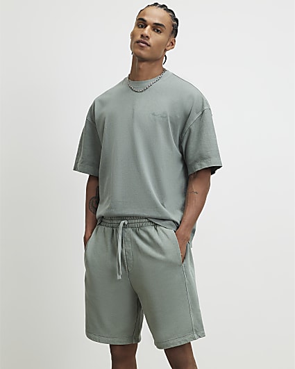 Green Oversized Cotton T-Shirt & Shorts Set