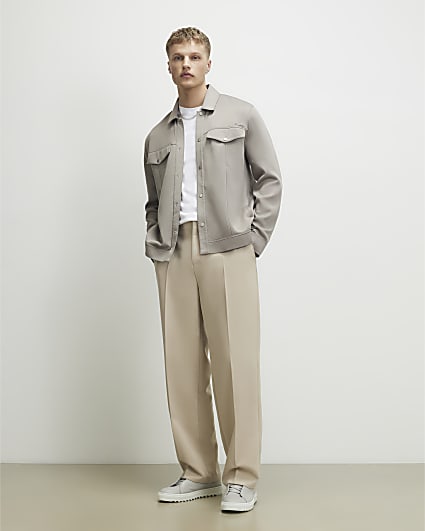 Grey Slim Fit Textured Overshirt