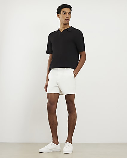 Cream Slim Fit Short Length Chino Shorts