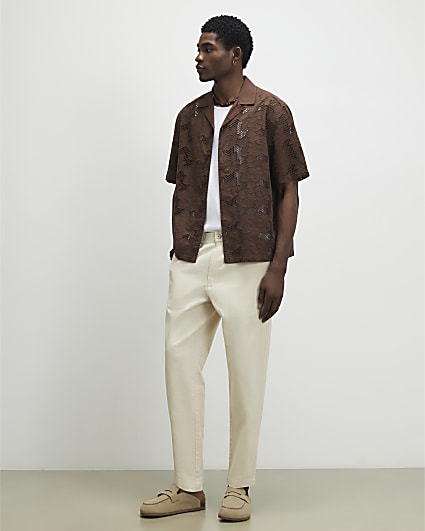 Beige Linen Blend Trousers