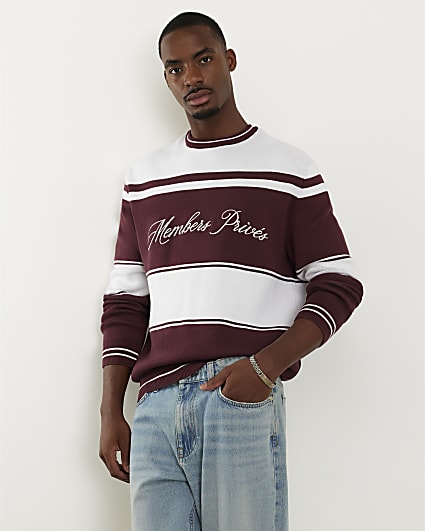 Red Members Prives Colour Blocked Jumper