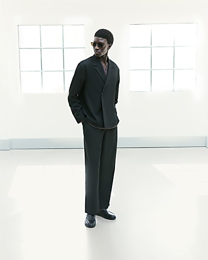 Black RI Studio Wide Leg Pleat Trousers