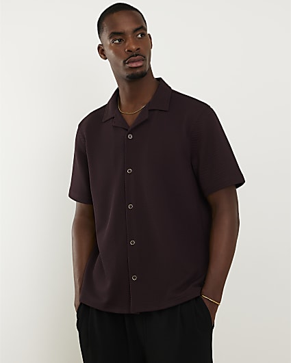 Brown Slim Fit Revere Shirt