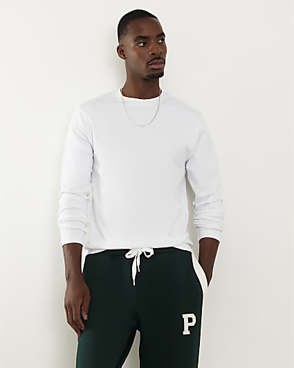 White Slim Fit Crew Neck Midweight T-Shirt